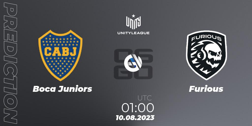 Boca Juniors contre Furious : prédiction de match. 10.08.2023 at 01:00. Counter-Strike (CS2), LVP Unity League Argentina 2023