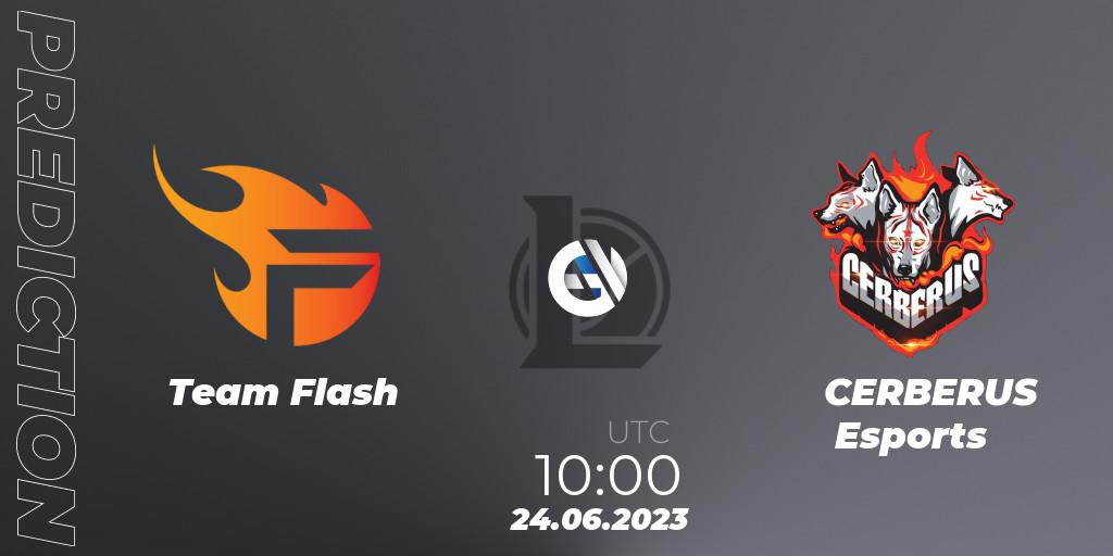 Team Flash contre CERBERUS Esports : prédiction de match. 24.06.2023 at 11:00. LoL, VCS Dusk 2023
