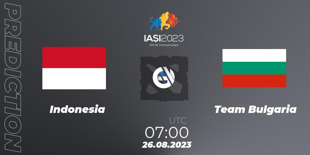 Indonesia contre Team Bulgaria : prédiction de match. 26.08.23. Dota 2, IESF World Championship 2023