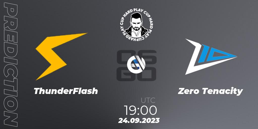 ThunderFlash contre Zero Tenacity : prédiction de match. 24.09.2023 at 19:30. Counter-Strike (CS2), Hard Play Cup #7
