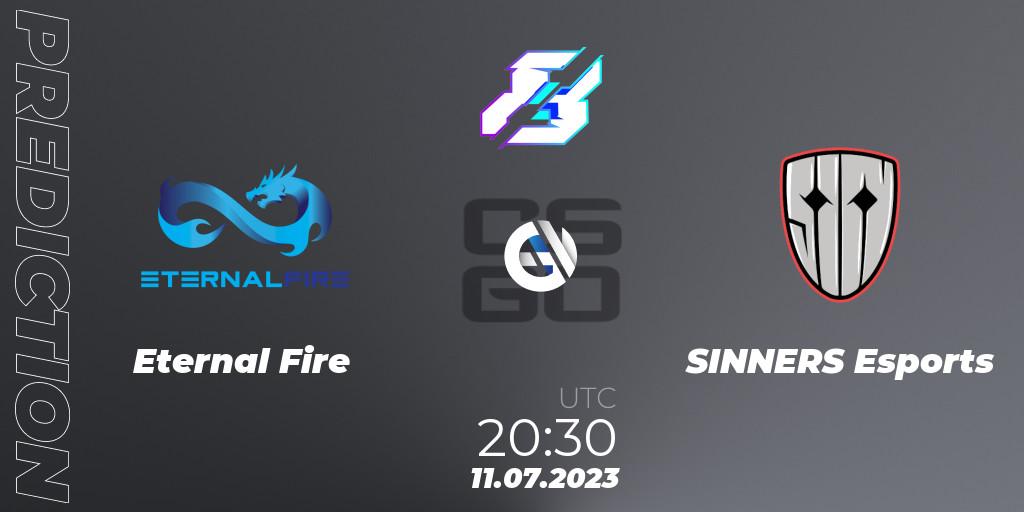 Eternal Fire contre SINNERS Esports : prédiction de match. 11.07.2023 at 20:30. Counter-Strike (CS2), Gamers8 2023 Europe Open Qualifier 2