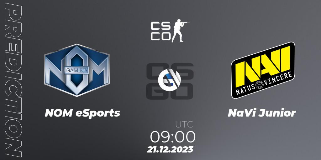 NOM eSports contre NaVi Junior : prédiction de match. 21.12.2023 at 09:00. Counter-Strike (CS2), European Pro League Season 13: Division 2