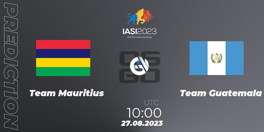 Team Mauritius contre Team Guatemala : prédiction de match. 27.08.2023 at 13:30. Counter-Strike (CS2), IESF World Esports Championship 2023