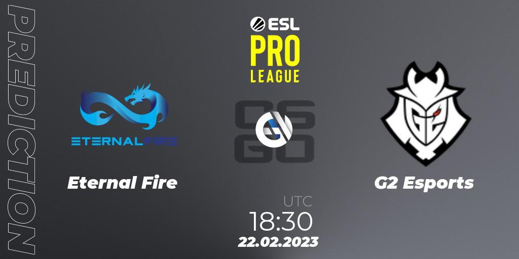 Eternal Fire contre G2 Esports : prédiction de match. 22.02.2023 at 18:30. Counter-Strike (CS2), ESL Pro League Season 17