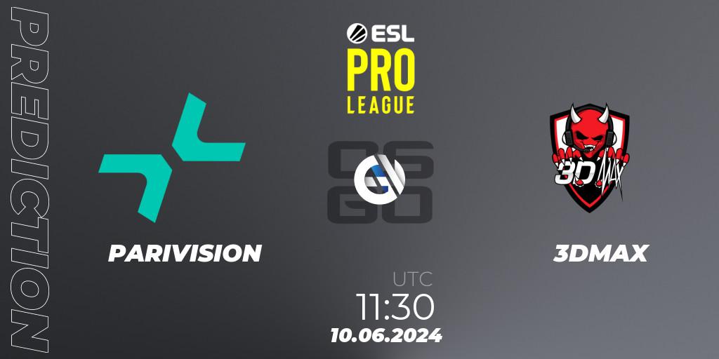 PARIVISION contre 3DMAX : prédiction de match. 10.06.2024 at 11:30. Counter-Strike (CS2), ESL Pro League Season 20: European Conference