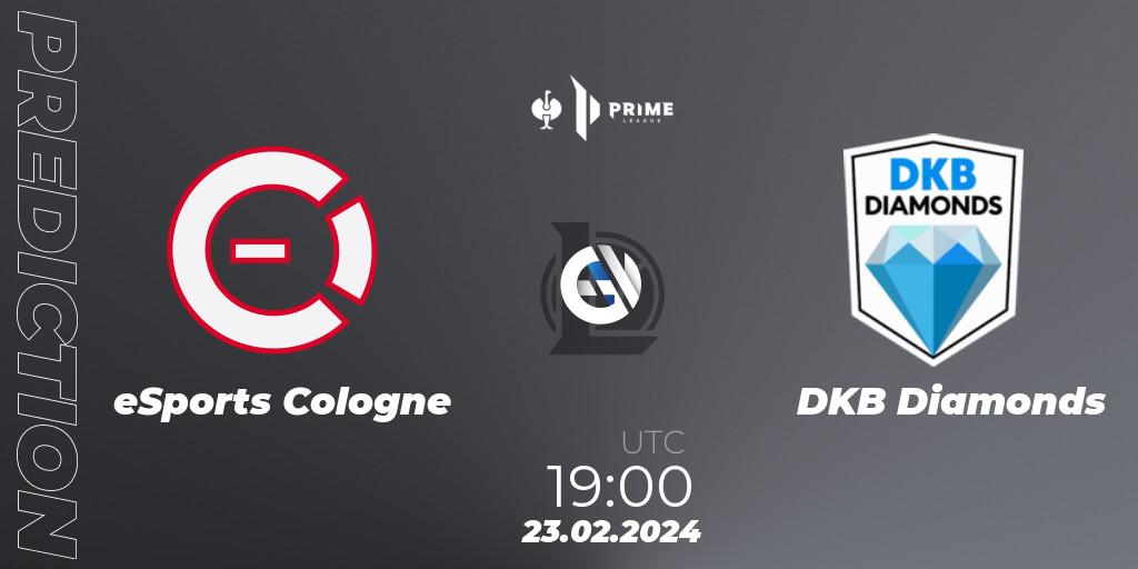 eSports Cologne contre DKB Diamonds : prédiction de match. 23.02.2024 at 19:00. LoL, Prime League 2nd Division