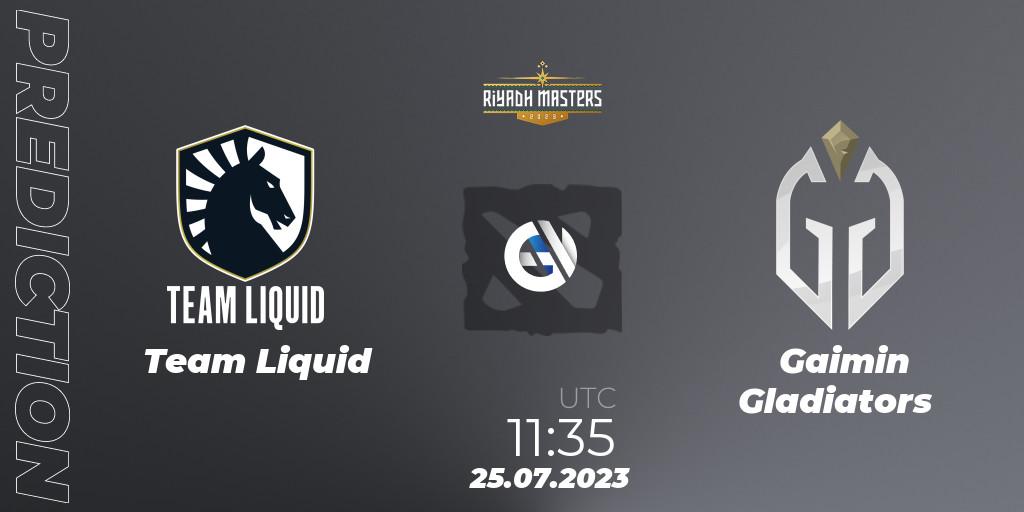 Team Liquid contre Gaimin Gladiators : prédiction de match. 25.07.2023 at 12:34. Dota 2, Riyadh Masters 2023