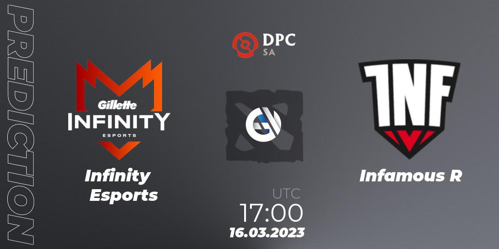 Infinity Esports contre Infamous R : prédiction de match. 16.03.2023 at 17:05. Dota 2, DPC 2023 Tour 2: SA Division I (Upper)