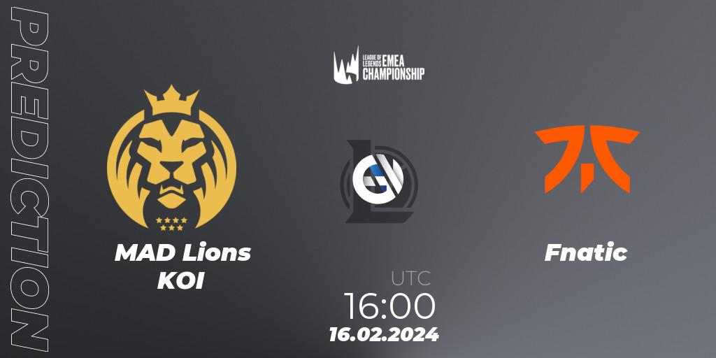 MAD Lions KOI contre Fnatic : prédiction de match. 16.02.24. LoL, LEC Winter 2024 - Playoffs