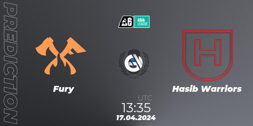 Fury contre Hasib Warriors : prédiction de match. 17.04.2024 at 14:45. Rainbow Six, Asia League 2024 - Stage 1
