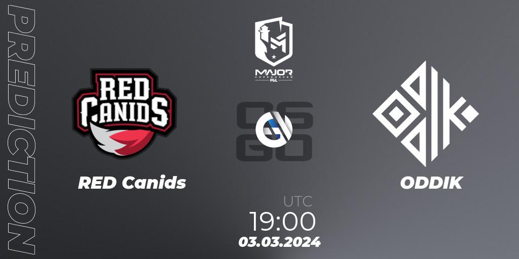 RED Canids contre ODDIK : prédiction de match. 03.03.24. CS2 (CS:GO), PGL CS2 Major Copenhagen 2024 Americas RMR