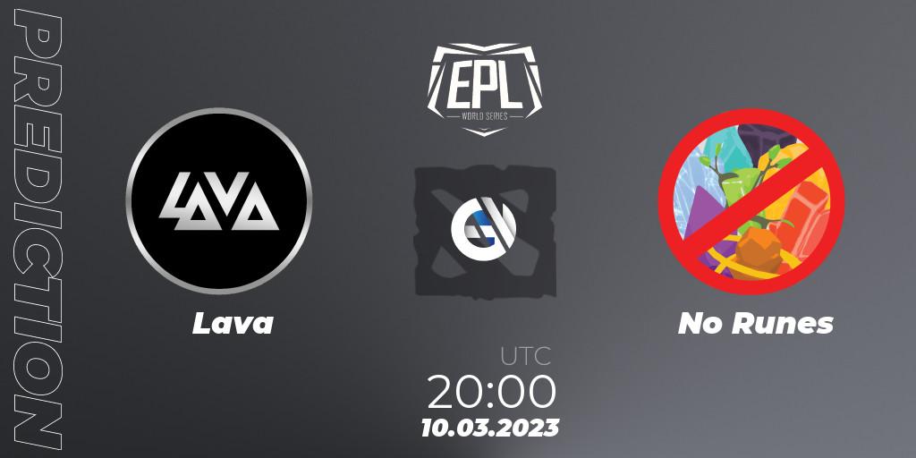 Lava contre No Runes : prédiction de match. 10.03.23. Dota 2, European Pro League World Series America Season 4
