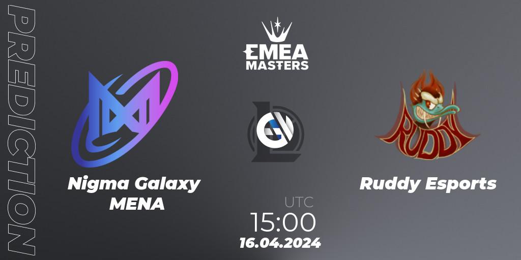 Nigma Galaxy MENA contre Ruddy Esports : prédiction de match. 16.04.2024 at 15:00. LoL, EMEA Masters Spring 2024 - Play-In