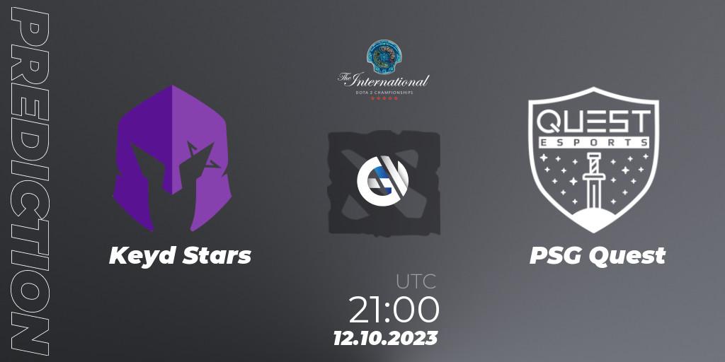 Keyd Stars contre PSG Quest : prédiction de match. 12.10.23. Dota 2, The International 2023 - Group Stage