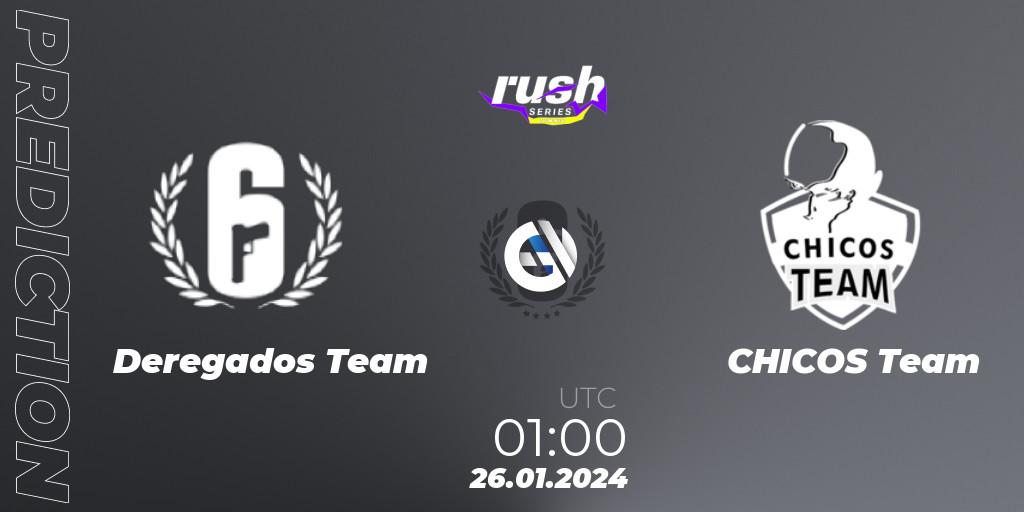 Deregados Team contre CHICOS Team : prédiction de match. 27.01.2024 at 01:00. Rainbow Six, RUSH SERIES Summer