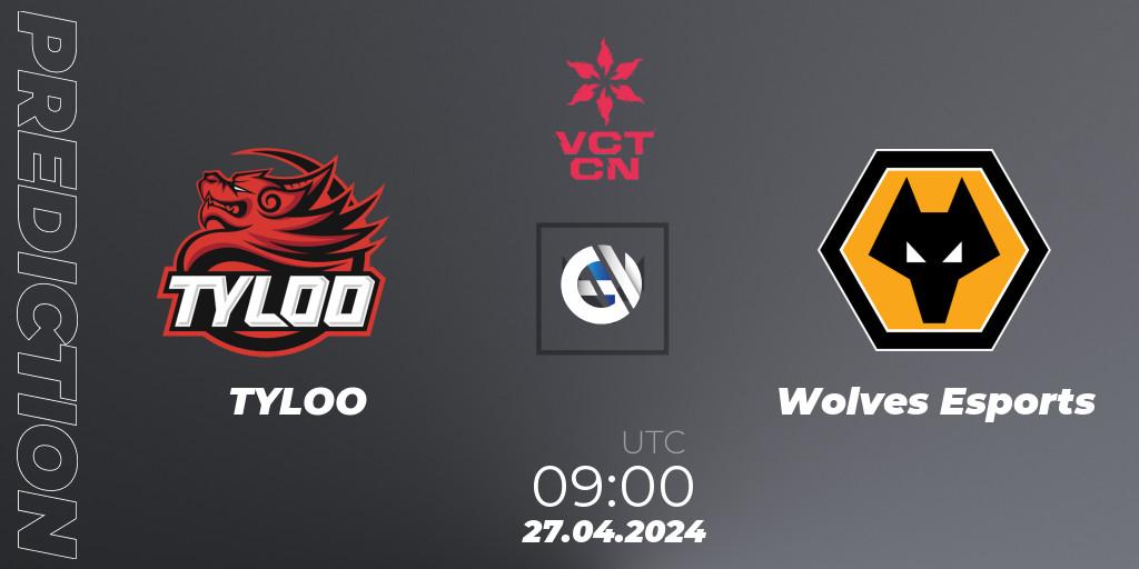 TYLOO contre Wolves Esports : prédiction de match. 27.04.2024 at 09:10. VALORANT, VALORANT Champions Tour China 2024: Stage 1 - Group Stage