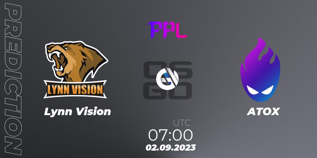 Lynn Vision contre ATOX : prédiction de match. 02.09.2023 at 07:00. Counter-Strike (CS2), Perfect World Arena Premier League Season 5