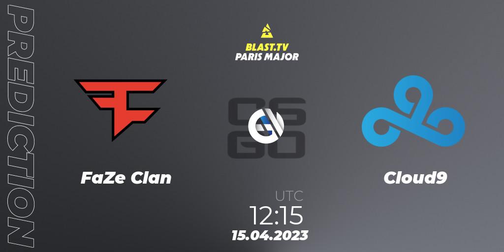 FaZe Clan contre Cloud9 : prédiction de match. 15.04.2023 at 12:00. Counter-Strike (CS2), BLAST.tv Paris Major 2023 Challengers Stage Europe Last Chance Qualifier
