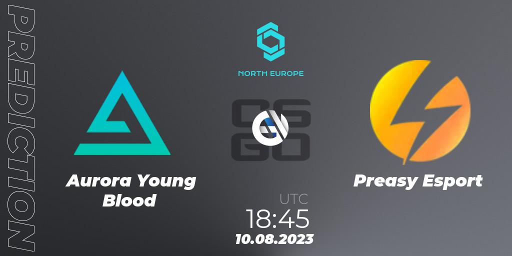 Aurora Young Blood contre Preasy Esport : prédiction de match. 10.08.2023 at 18:45. Counter-Strike (CS2), CCT North Europe Series #7: Closed Qualifier