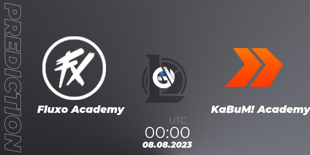 Fluxo Academy contre KaBuM! Academy : prédiction de match. 08.08.2023 at 00:00. LoL, CBLOL Academy Split 2 2023 - Group Stage