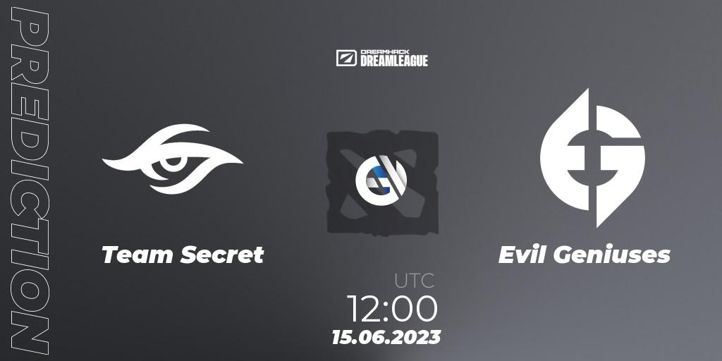 Team Secret contre Evil Geniuses : prédiction de match. 15.06.23. Dota 2, DreamLeague Season 20 - Group Stage 1