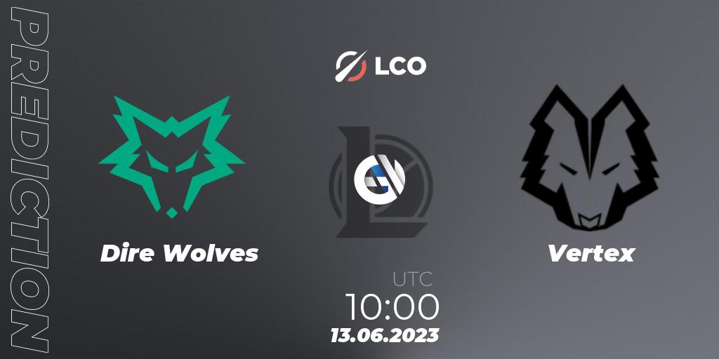 Dire Wolves contre Vertex : prédiction de match. 13.06.23. LoL, LCO Split 2 2023 Regular Season