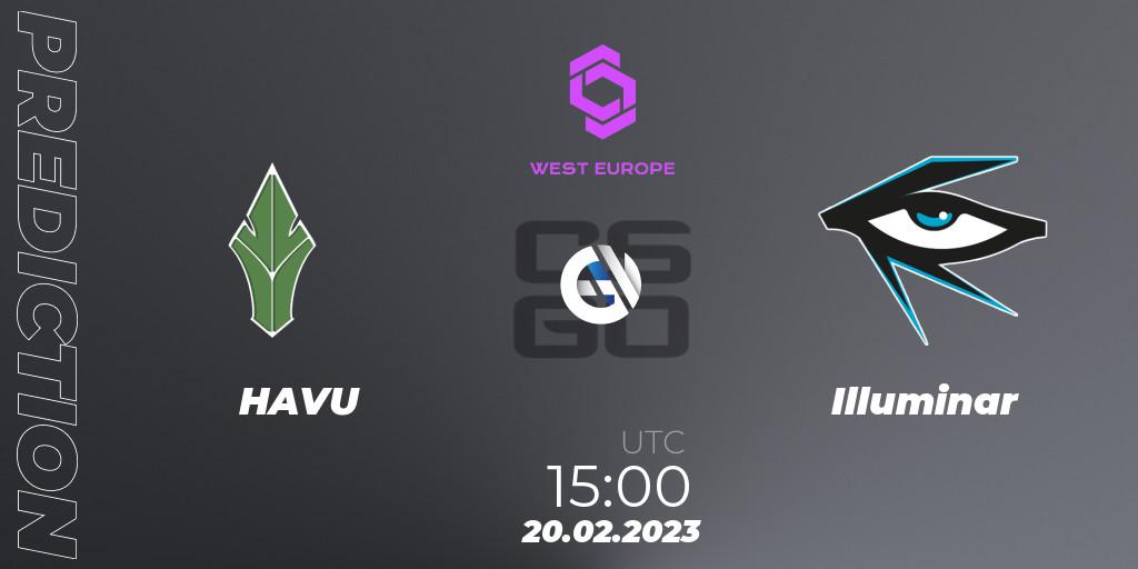HAVU contre Illuminar : prédiction de match. 20.02.2023 at 16:00. Counter-Strike (CS2), CCT West Europe Series #1