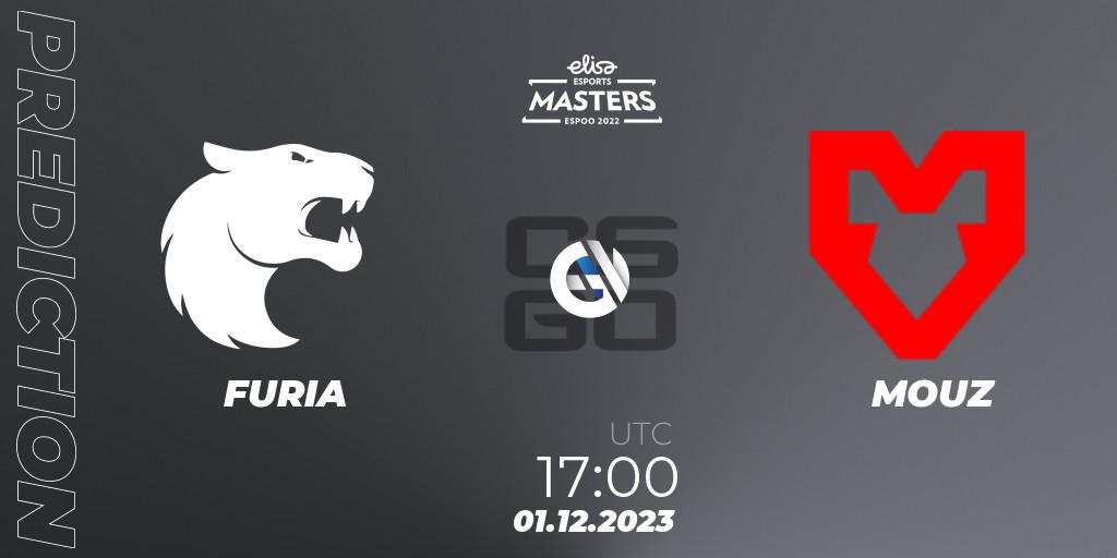 FURIA contre MOUZ : prédiction de match. 01.12.2023 at 17:50. Counter-Strike (CS2), Elisa Masters Espoo 2023