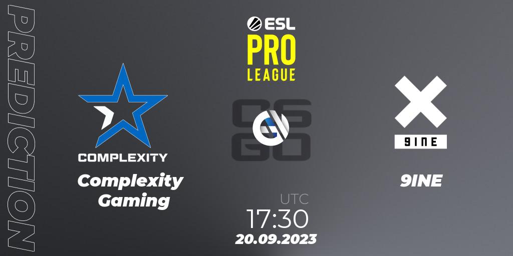 Complexity Gaming contre 9INE : prédiction de match. 20.09.2023 at 19:00. Counter-Strike (CS2), ESL Pro League Season 18