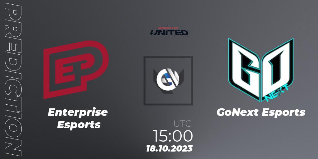 Enterprise Esports contre GoNext Esports : prédiction de match. 19.10.2023 at 16:30. VALORANT, VALORANT East: United: Season 2: Stage 3 - League