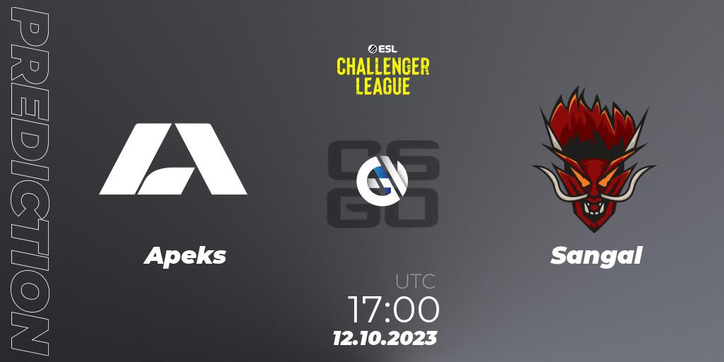 Apeks contre Sangal : prédiction de match. 25.10.23. CS2 (CS:GO), ESL Challenger League Season 46: Europe