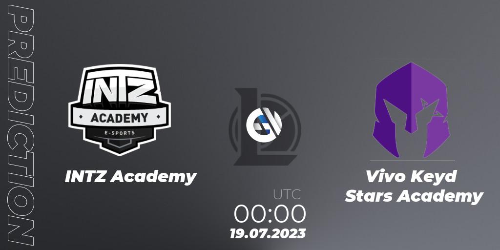 INTZ Academy contre Vivo Keyd Stars Academy : prédiction de match. 19.07.2023 at 00:00. LoL, CBLOL Academy Split 2 2023 - Group Stage
