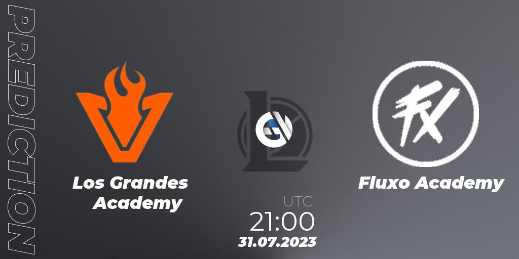 Los Grandes Academy contre Fluxo Academy : prédiction de match. 31.07.2023 at 21:00. LoL, CBLOL Academy Split 2 2023 - Group Stage
