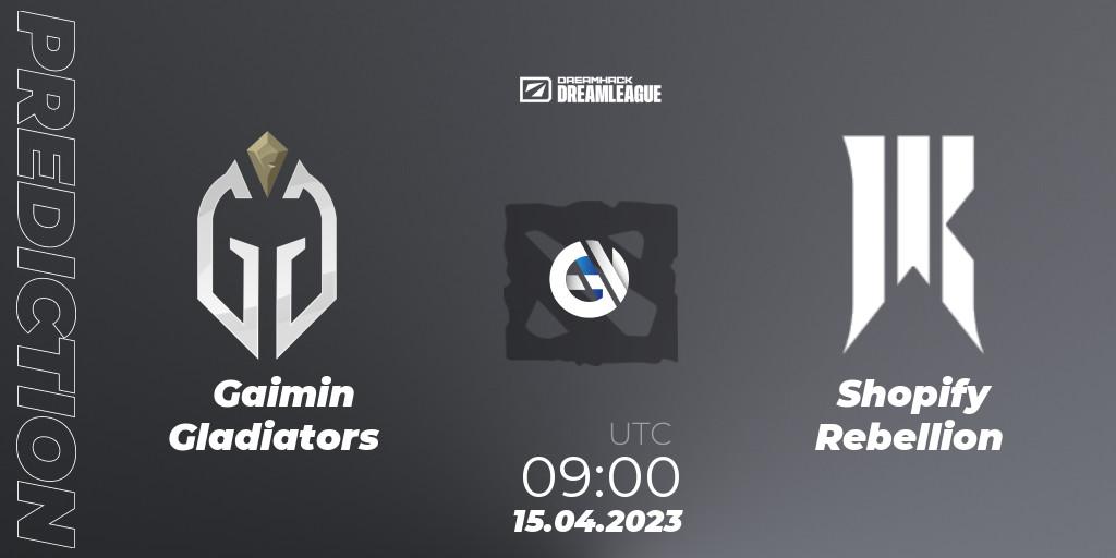 Gaimin Gladiators contre Shopify Rebellion : prédiction de match. 15.04.23. Dota 2, DreamLeague Season 19 - Group Stage 2