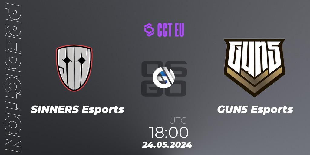 SINNERS Esports contre GUN5 Esports : prédiction de match. 24.05.2024 at 18:00. Counter-Strike (CS2), CCT Season 2 Europe Series 4
