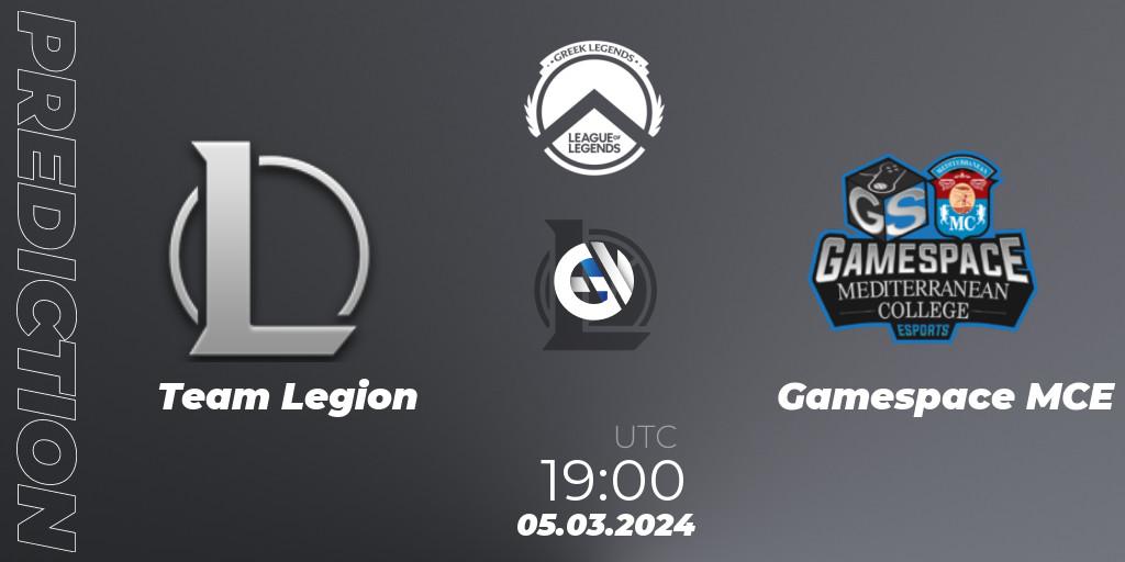 Team Legion contre Gamespace MCE : prédiction de match. 05.03.2024 at 19:00. LoL, GLL Spring 2024