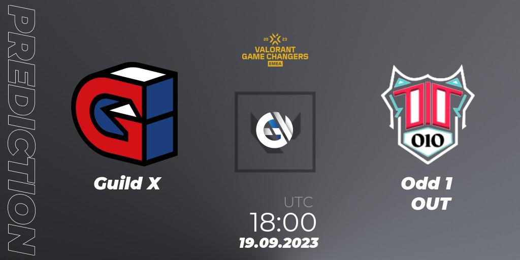 Guild X contre Odd 1 OUT : prédiction de match. 19.09.2023 at 18:00. VALORANT, VCT 2023: Game Changers EMEA Stage 3 - Group Stage