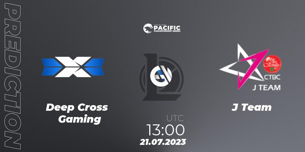 Deep Cross Gaming contre J Team : prédiction de match. 21.07.2023 at 13:30. LoL, PACIFIC Championship series Group Stage
