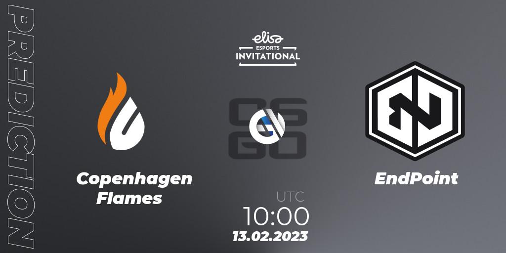 Copenhagen Flames contre EndPoint : prédiction de match. 13.02.2023 at 10:00. Counter-Strike (CS2), Elisa Invitational Winter 2023
