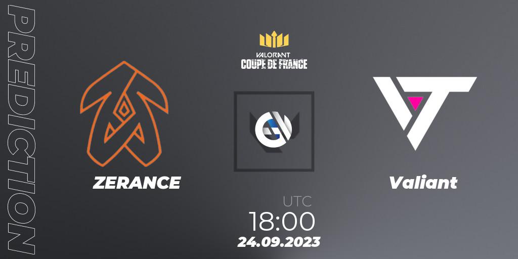 ZERANCE contre Valiant : prédiction de match. 24.09.23. VALORANT, VCL France: Revolution - Coupe De France 2023