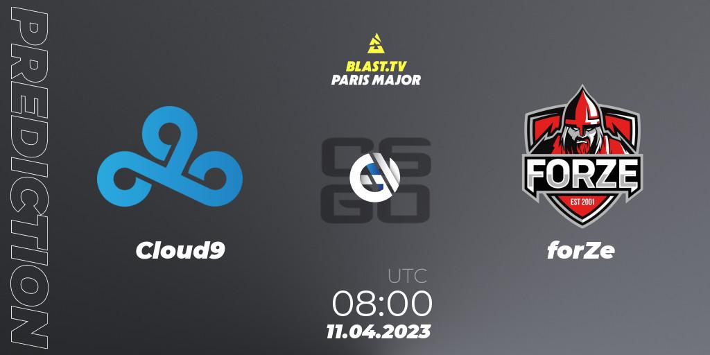 Cloud9 contre forZe : prédiction de match. 11.04.23. CS2 (CS:GO), BLAST.tv Paris Major 2023 Europe RMR B