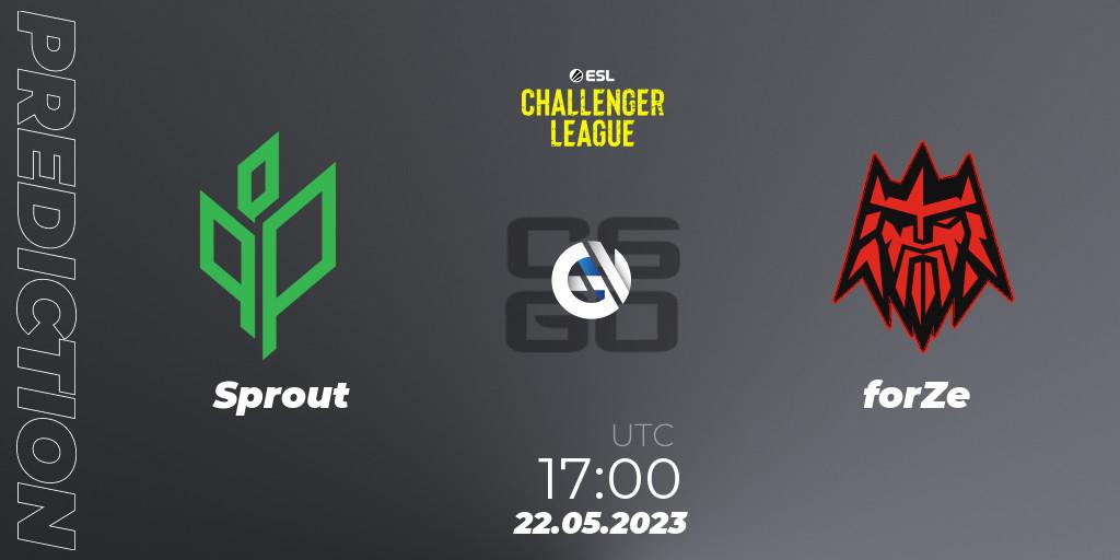 Sprout contre forZe : prédiction de match. 22.05.2023 at 17:00. Counter-Strike (CS2), ESL Challenger League Season 45: Europe
