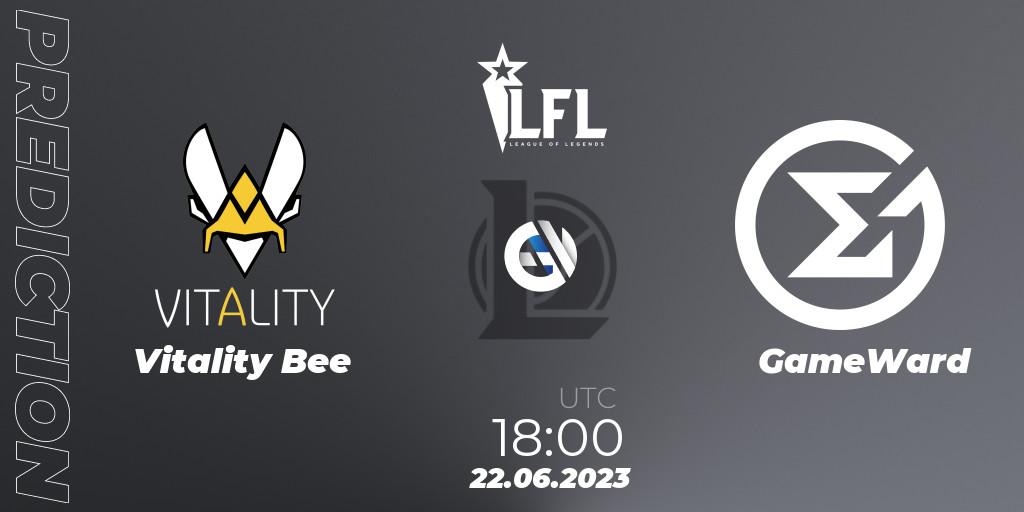 Vitality Bee contre GameWard : prédiction de match. 22.06.2023 at 18:00. LoL, LFL Summer 2023 - Group Stage