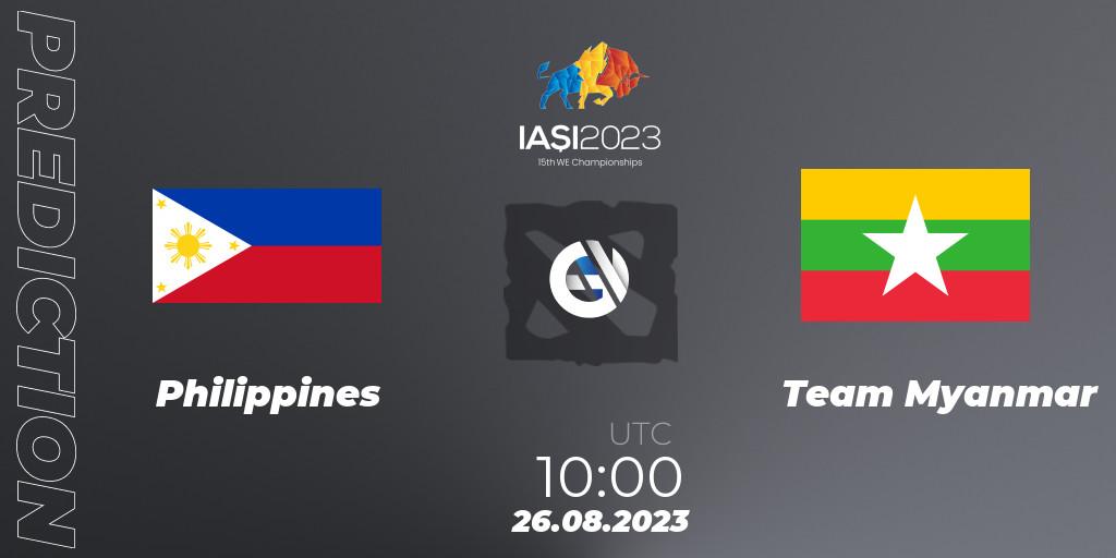 Philippines contre Team Myanmar : prédiction de match. 26.08.2023 at 16:30. Dota 2, IESF World Championship 2023