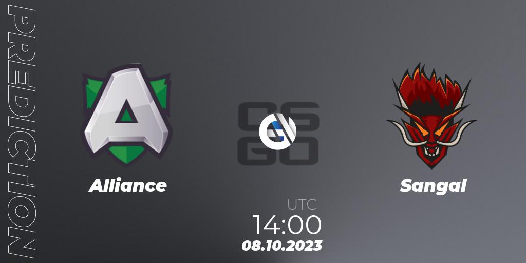 Alliance contre Sangal : prédiction de match. 08.10.2023 at 14:00. Counter-Strike (CS2), A1 Gaming League Season 7