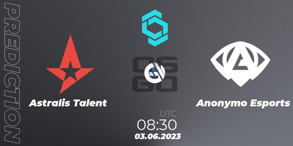 Astralis Talent contre Anonymo Esports : prédiction de match. 03.06.23. CS2 (CS:GO), CCT North Europe Series 5