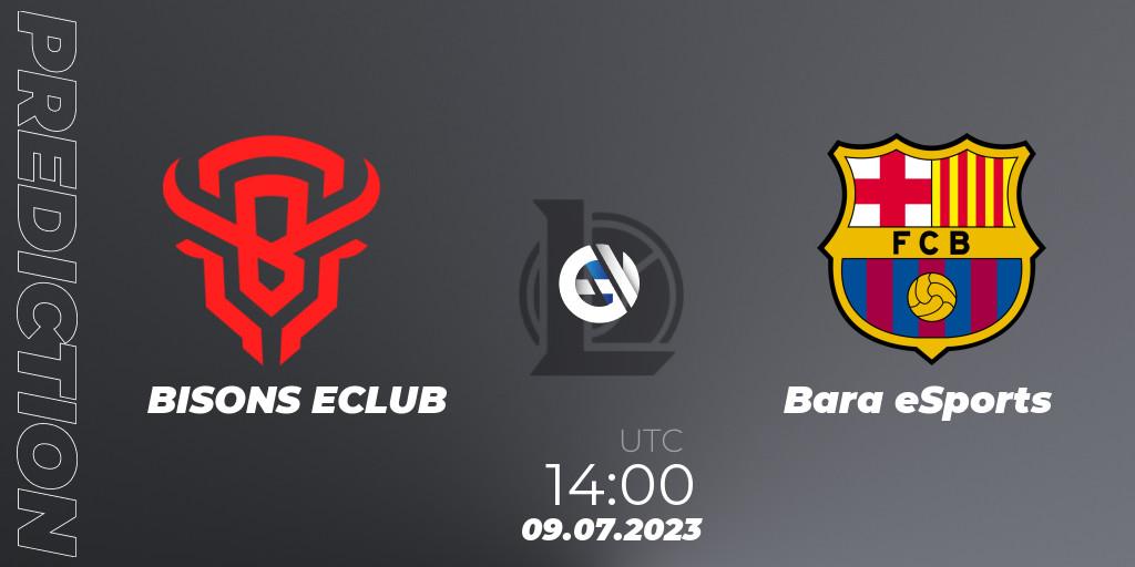 BISONS ECLUB contre Barça eSports : prédiction de match. 09.07.2023 at 15:15. LoL, Superliga Summer 2023 - Group Stage