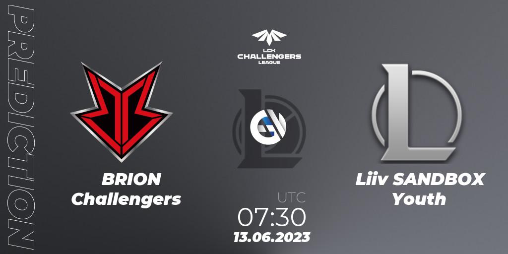 BRION Challengers contre Liiv SANDBOX Youth : prédiction de match. 13.06.23. LoL, LCK Challengers League 2023 Summer - Group Stage