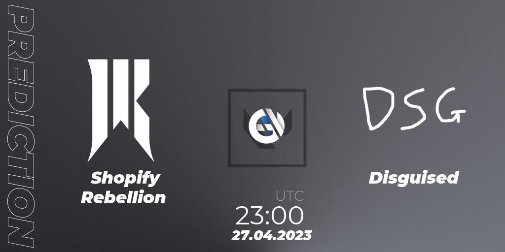 Shopify Rebellion contre Disguised : prédiction de match. 27.04.2023 at 23:00. VALORANT, VCL North America Split 2 2023 Group A