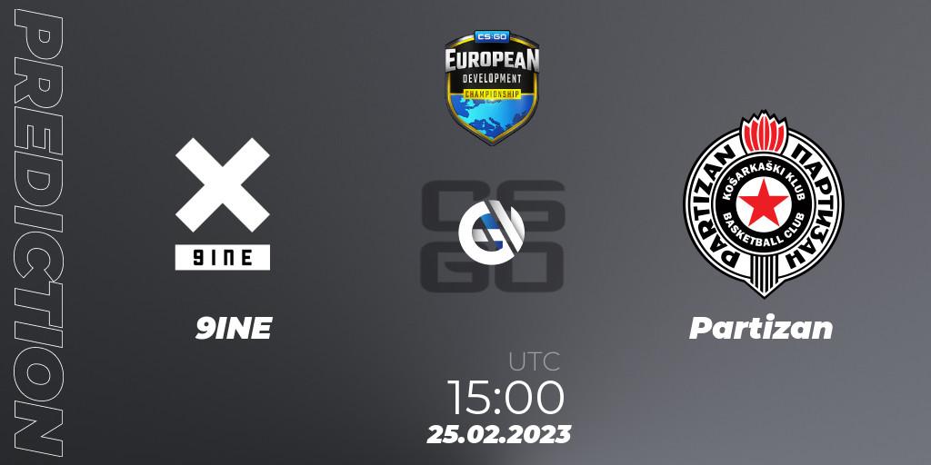 9INE contre Partizan : prédiction de match. 25.02.23. CS2 (CS:GO), European Development Championship 7